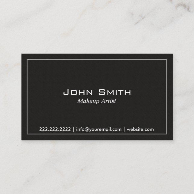 Minimalist Plain Black Makeup Artist Business Card (Front)