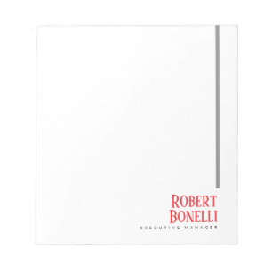 Minimalist Plain Black Red & White Modern Plain Notepad