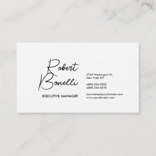 Minimalist Plain Black & White Modern Lovely Linen Business Card