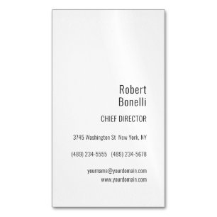 Minimalist Plain Black & White Modern Magnetic Business Card
