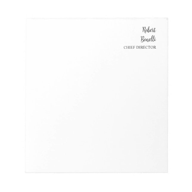 Minimalist Plain Black & White Modern Notepad (Front)