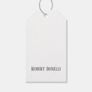 Minimalist Plain Black & White Modern Plain Gift Tags