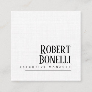 Minimalist Plain Black & White Modern Plain Square Business Card