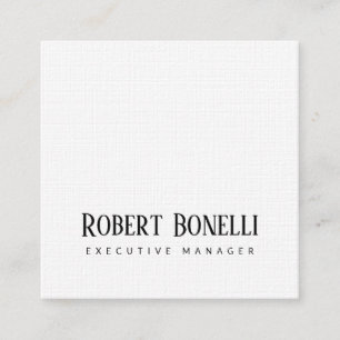 Minimalist Plain Black & White Modern Plain Square Business Card