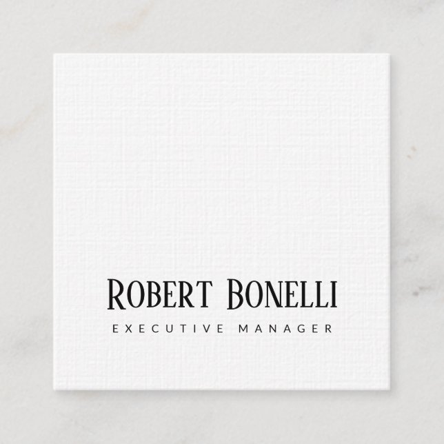 Minimalist Plain Black & White Modern Plain Square Business Card (Front)