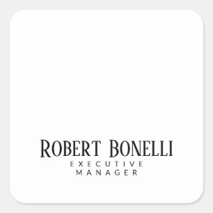 Minimalist Plain Black & White Modern Plain Square Sticker