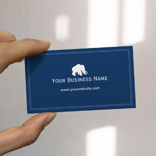 Minimalist Plain Blue Mammoth Elephant  Business Card