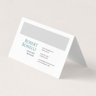 Minimalist Plain Blue & White Grey Modern  Business Card