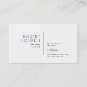 Minimalist Plain Blue & White Modern Business Card