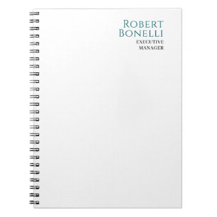 Minimalist Plain Blue & White Modern Notebook