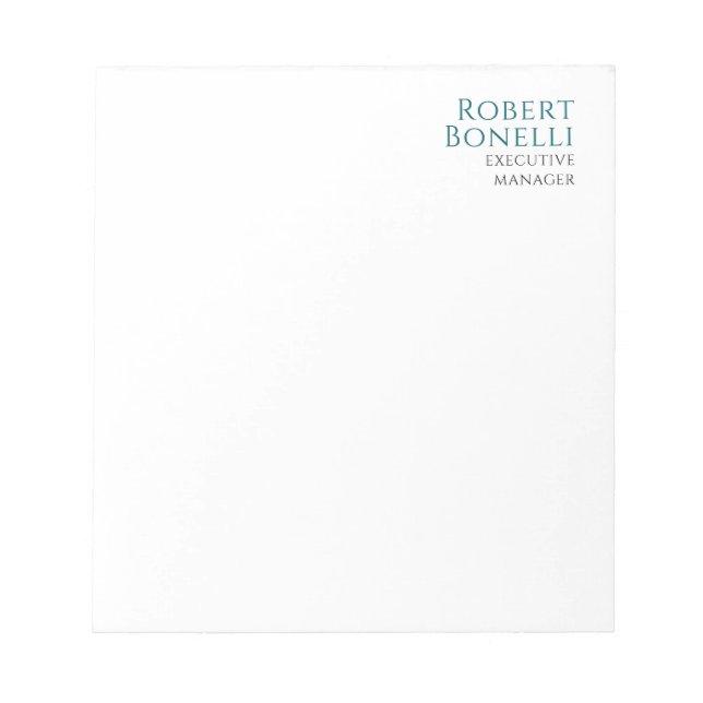 Minimalist Plain Blue & White Modern Notepad (Front)