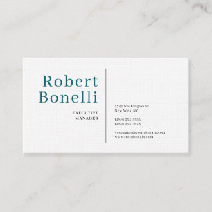 Minimalist Plain Blue & White Modern Premium Linen Business Card