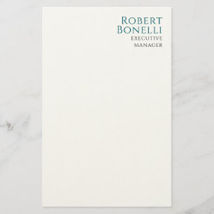 Minimalist Plain Blue & White Modern Stationery