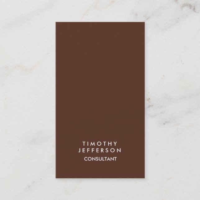 Minimalist Plain Brown Orange Elegant Modern Business Card (Front)