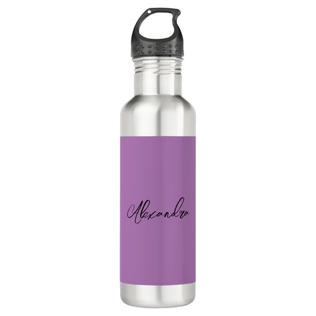 Minimalist Plain Calligraphy Own Name Lavender 710 Ml Water Bottle (Front)