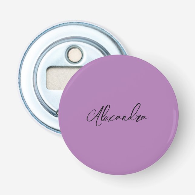 Minimalist Plain Calligraphy Own Name Lavender Bottle Opener (Front)