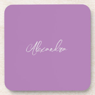 Minimalist Plain Calligraphy Own Name Lavender Coaster