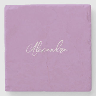 Minimalist Plain Calligraphy Own Name Lavender Stone Coaster