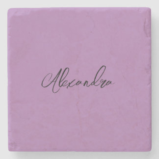 Minimalist Plain Calligraphy Own Name Lavender Stone Coaster