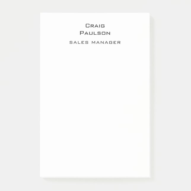 Minimalist Plain Classical Black & White Post-it Notes (Front)