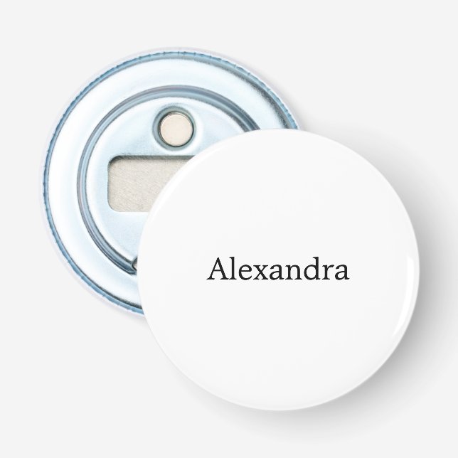 Minimalist Plain Classical Own Name Black White Bottle Opener (Front)