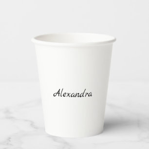Minimalist Plain Classical Own Name Black White Paper Cups