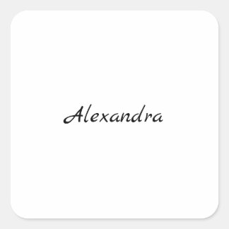 Minimalist Plain Classical Own Name Black White Square Sticker