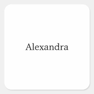Minimalist Plain Classical Own Name Black White Square Sticker