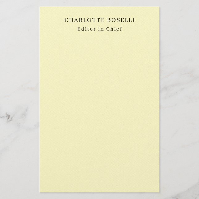 Minimalist Plain Classical Professional Cream Stationery (Front)