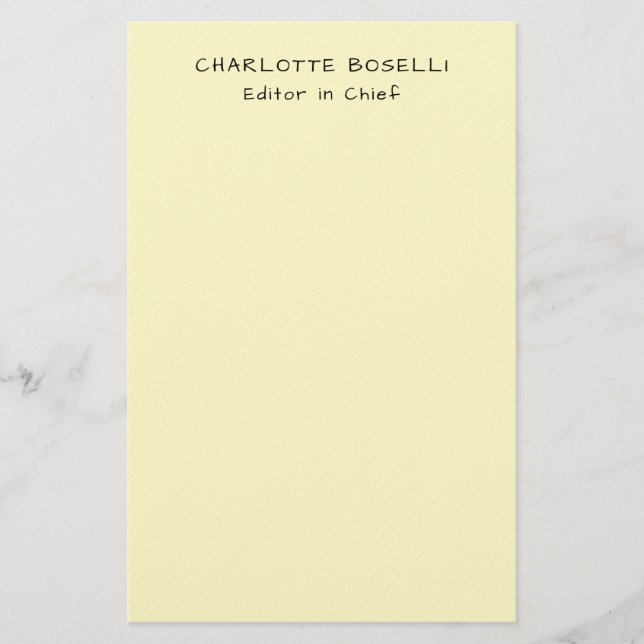 Minimalist Plain Classical Professional Cream Stationery (Front)