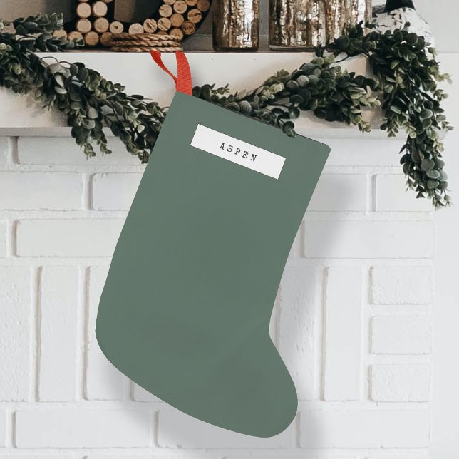 Minimalist Plain Clean Simple Forest Green Small Christmas Stocking (Creator Uploaded)