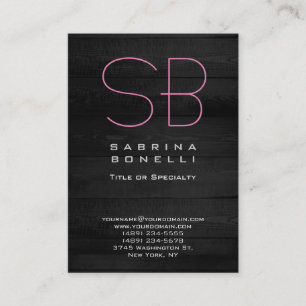 Minimalist Plain Elegant Grey Wood Monogram Business Card
