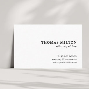 Minimalist Plain Elegant White Attorney at law Business Card