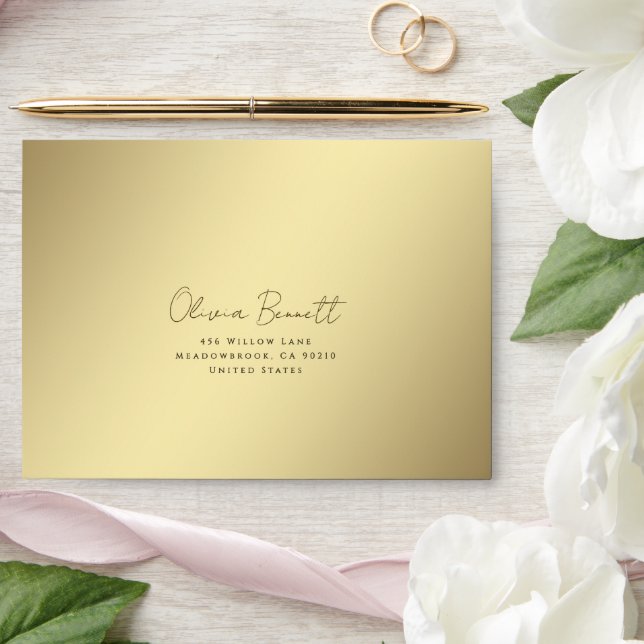 Minimalist Plain Gold Wedding Envelope (Wedding)