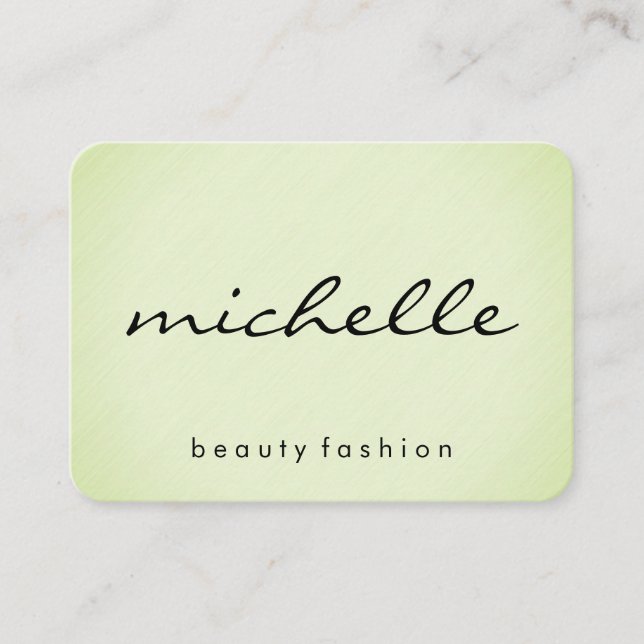 Minimalist Plain Green with Cursive Text Business Card (Front)