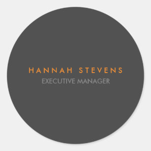 Minimalist Plain Grey Professional Modern Classic Round Sticker