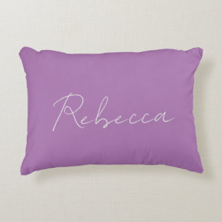 Minimalist Plain Handwritten Name Lavender Pink Decorative Cushion