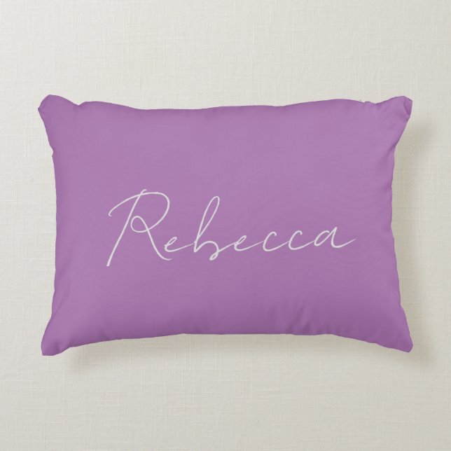 Minimalist Plain Handwritten Name Lavender Pink Decorative Cushion (Front)