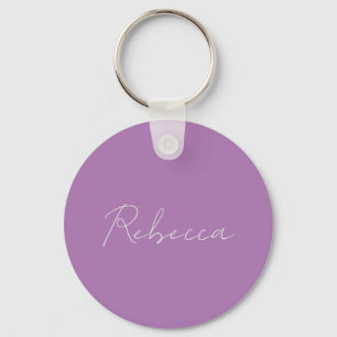 Minimalist Plain Handwritten Name Lavender Pink Key Ring