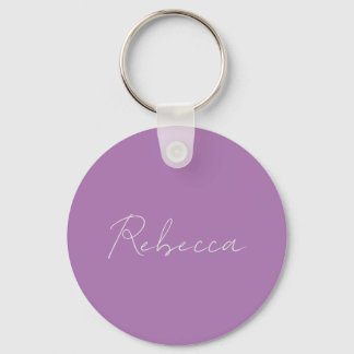 Minimalist Plain Handwritten Name Lavender Pink Key Ring