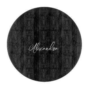 Minimalist Plain Handwritten Own Name Black Cutting Board