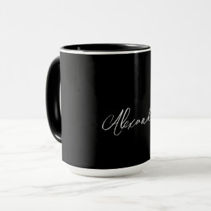 Minimalist Plain Handwritten Own Name Black Mug