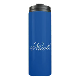 Minimalist Plain Handwritten Own Name Deep Blue Thermal Tumbler