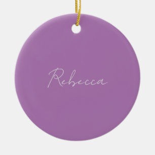 Minimalist Plain Handwritten Own Name Lavender Ceramic Tree Decoration