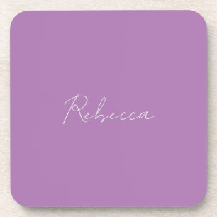 Minimalist Plain Handwritten Own Name Lavender Coaster