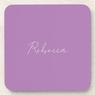 Minimalist Plain Handwritten Own Name Lavender Coaster