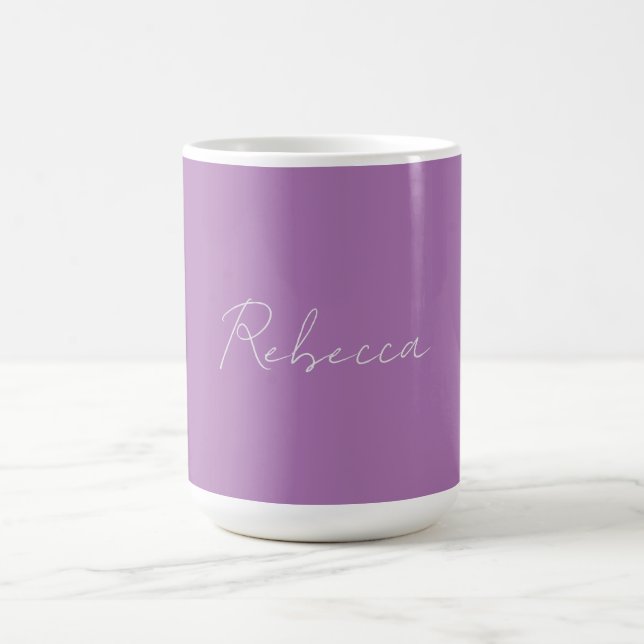 Minimalist Plain Handwritten Own Name Lavender Coffee Mug (Center)