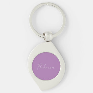 Minimalist Plain Handwritten Own Name Lavender Key Ring