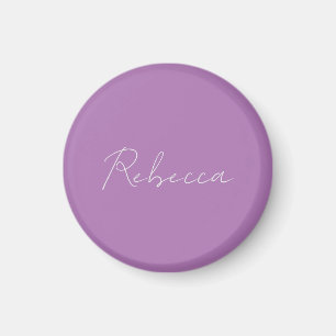 Minimalist Plain Handwritten Own Name Lavender Magnet