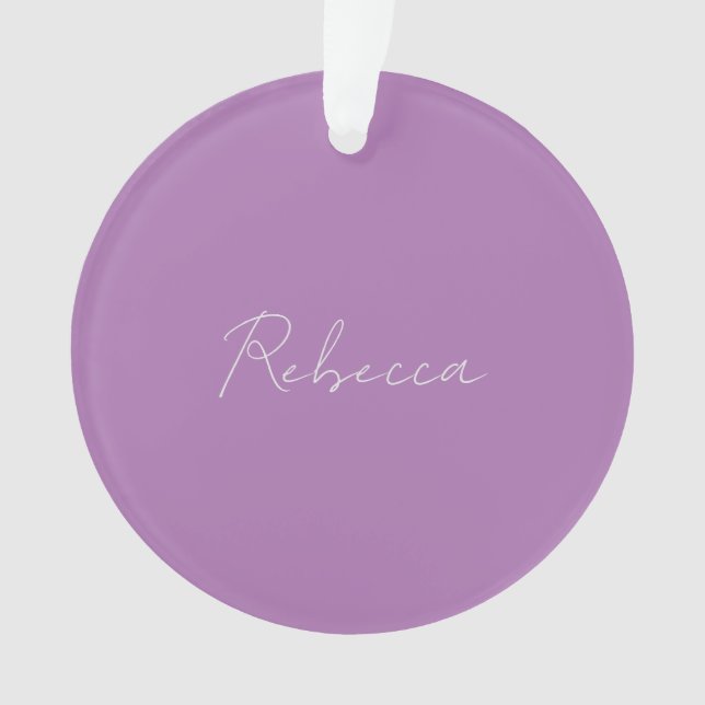 Minimalist Plain Handwritten Own Name Lavender Ornament (Front)